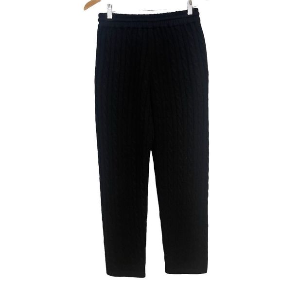 Grey Ven Herries Cable Lounge Pants Size Medium Black Cable Knit Luxury Sweats - Picture 6 of 15